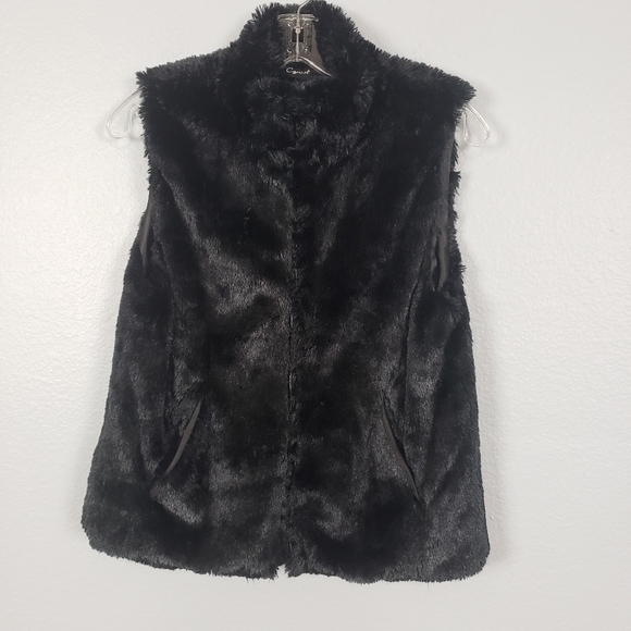 CEJION Faux Fur Vest Black Sz M - Picture 2 of 10